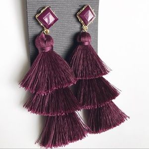 Purple plum thread earrings